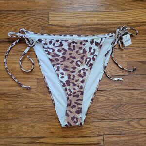 NWT AERIE | Cheekiest Leopard Side Tie Bikini Swim Bottom | Sz. L